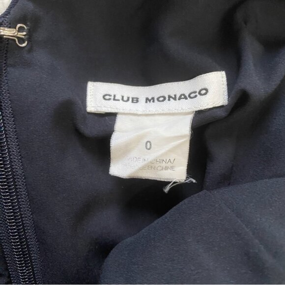 Club Monaco Navy Sleeveless Paneled Side Waist Tie Cropped Jumpsuit Size 0 - Picture 3 of 6